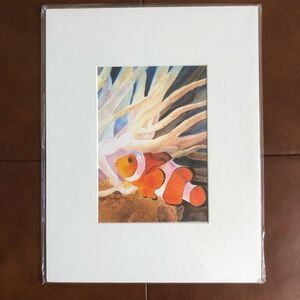 Clownfish In The Anemones Watercolor Matted
